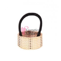 Inel pentru prins parul din plastic model ILM022 Auriu cu model